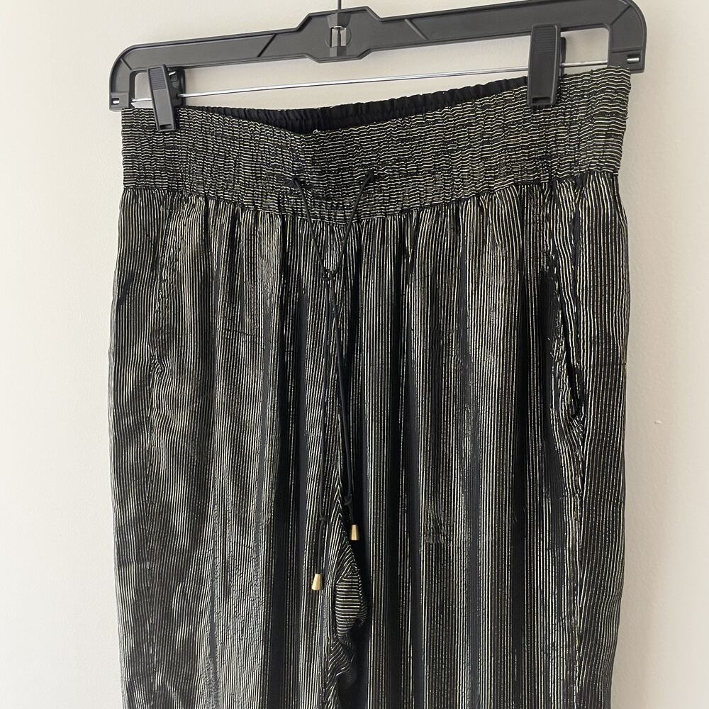 Metallic Wide Leg Pull On Pants Size 2 Disco Glam Party Palazzo Shimmer - Picture 3 of 8